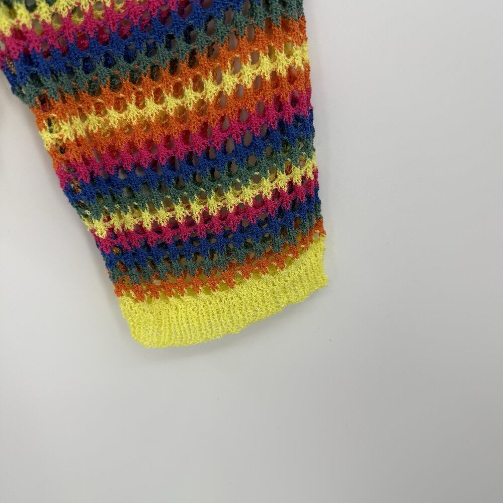 Adora Rainbow Crochet‎ Knit Sweater M Mesh Striped Neon Colorful Lgbtq+ Pride - Picture 5 of 8